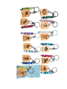 Zodiac Keychains With Beads-Wood Laser Cut
