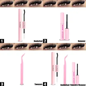 Lash Bond and Seal 10ml, 2-in-1 Lash Glue and Sealant Super Strong Hold, DIY Eyelash Extension Kit with Lash Glue Remover 5ml & Tweezers, Waterproof Long Lasting Eyelash Tools for Cluster Lashes Eyelash Fixer