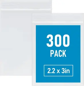 300 PCS Small Plastic Bags, 2.2 x 3 Inch Small Bags, Transparent Jewelry Bag Reclosable, Clear Mini Baggies, Resealable Poly Bag for Pill, Beads, Screws, Packaging