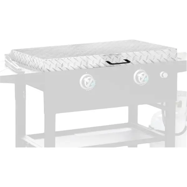 28-Inch Hard Top Griddle Cover Lid for Blackstone Outdoor Barbecue Grill, Waterproof Aluminum Diamond Plate Kitchen Accessory with Quick Access Design, 1 x Silvery Cover