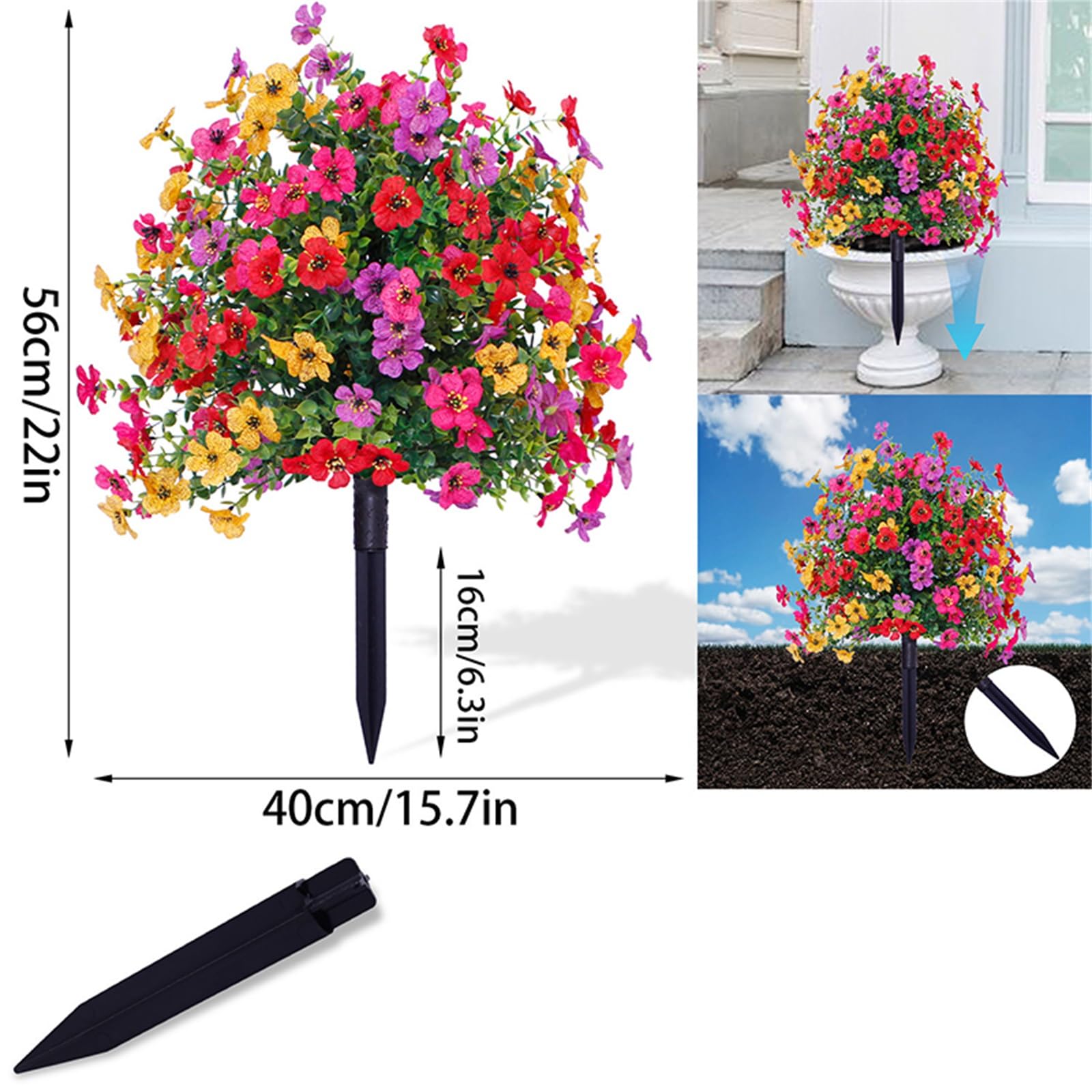 22 Inch Artificial Flower Stake Outdoor Decor - Multi-Color Garden Stakes for Yard & Lawn, No Fade Heavy Duty Plastic, All Season Decoration (Mixed Color) 22 Inch Artificial Flower Stake Outdoor Decor - Multi-Color Garden Stakes for Yard & Lawn, No Fade Heavy Duty Plastic, All Season Decoration (Mixed Color)