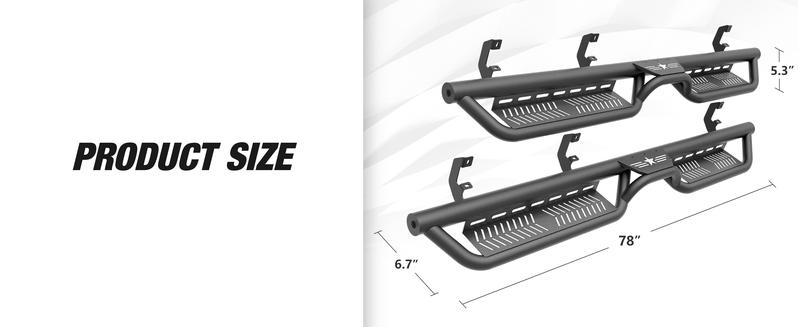 Double Cab Running Boards Side Steps Compatible with 2019-2025 Chevy Silverado & GMC Sierra 1500, 2020-2025 Chevrolet Silverado/GMC Sierra 2500 3500 HD Extended Cab Two Stair Design Nerf Bar