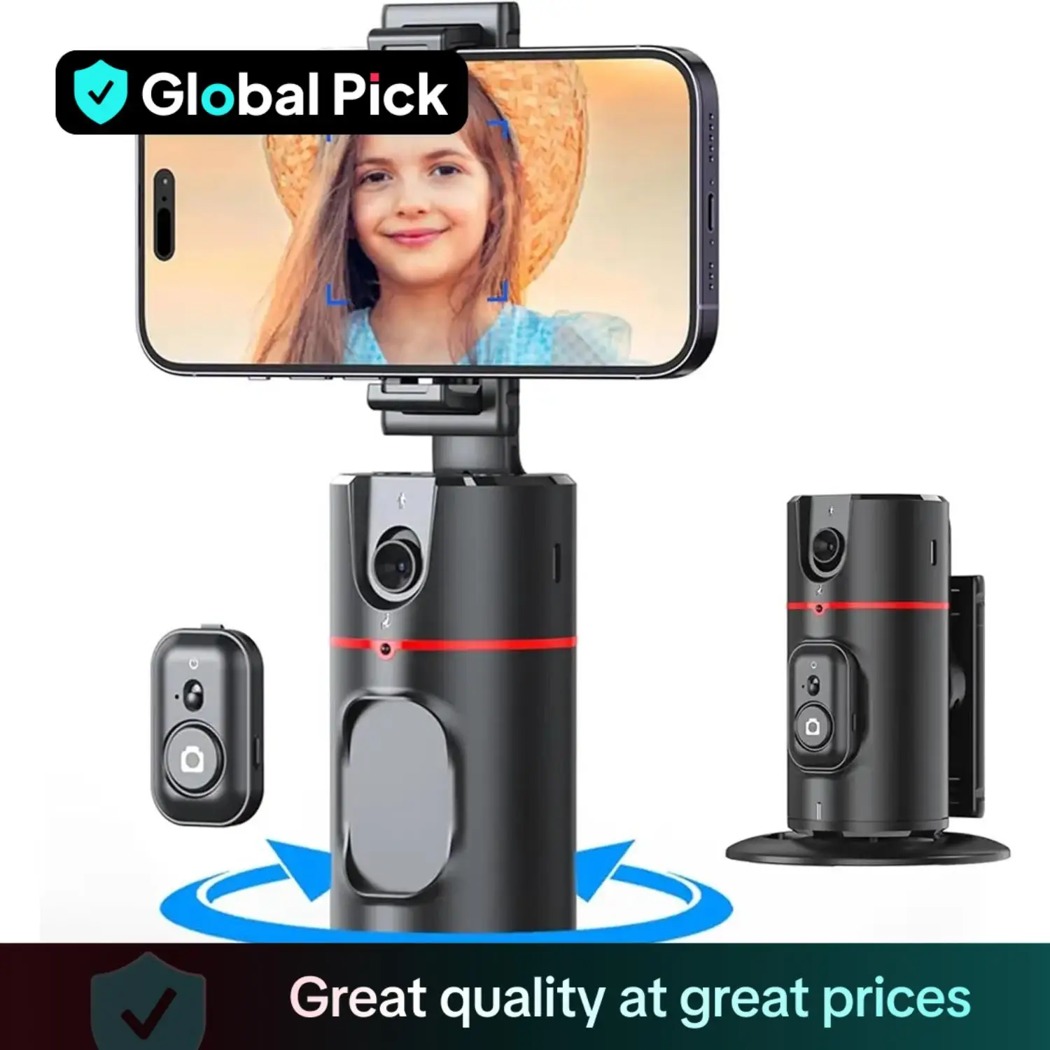 Auto Tracking Phone Holder, 360° Rotatable Phone Camera Mount, Smart Shooting Phone Tracking Stabilizer with Remote Selfie Stick for iPhone Android, f