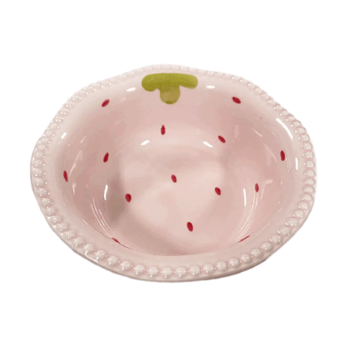 Golden Lion Pink Strawberry 6-Inch Salad Bowl - Cute Fruit Dessert Bowl for Ice Cream, Snacks, and Party Serving