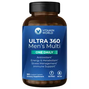 Vitamin World Ultra 360 Multivitamin for Men One Daily, Men's Multivitamin with Minerals, Herbs & Antioxidants, Daily Supplement with Vitamin A, C, D, E, B-Complex & Zinc for Energy, Muscle & Immune Support, 90 Caplets