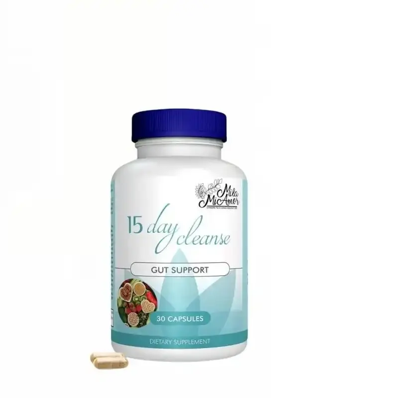 Mila McAnner 15 Day Cleanse Gut and Colon Support Caffeine Free Advanced Formula with Senna Cascara Sagrada Psyllium Husk Non-GMO Probiotics 30 Capsules