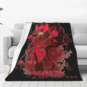 Hazbin Hotels Alastor Knitted Blanket Flannel Super Warm Throw Blankets for Outdoor Travel Bed Rug throw blanket