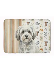 Carolines Treasures WDK7390RUG 19 x 27 in. White with Gray Coton De Tulear Coffee Bar Memory Foam Kitchen Mat