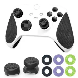 Thumbsticks Precision Rings | Aim Boost Kit for Xbox One and Xbox Series X Controllers | Includes Performance Black-Purple Thumbsticks | 6 Pcs Silicone Precision Rings