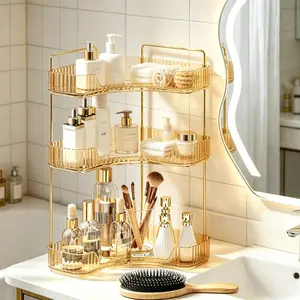 3-Tier Modern ABS Waterproof Corner Bathroom Counter Organizer - Multi-Tray Set Bathroom Accessories for Shower, Makeup & Perfume, Easy-to-Install Home Supply, Mother's Day Gift,summervibes