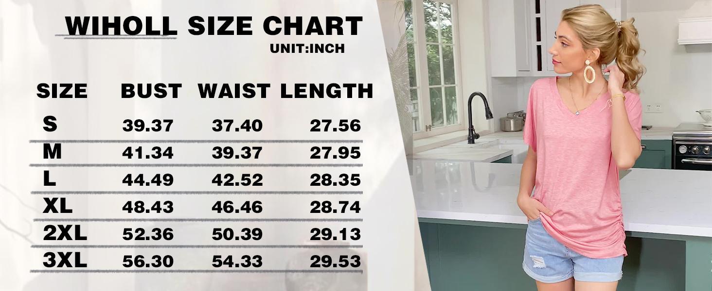 WIHOLL SwimWeek Womens Short Sleeve V Neck Dolman Tops with Side Shirring Loose Fit Shirts WIHOLL SwimWeek Womens Short Sleeve V Neck Dolman Tops with Side Shirring Loose Fit Shirts