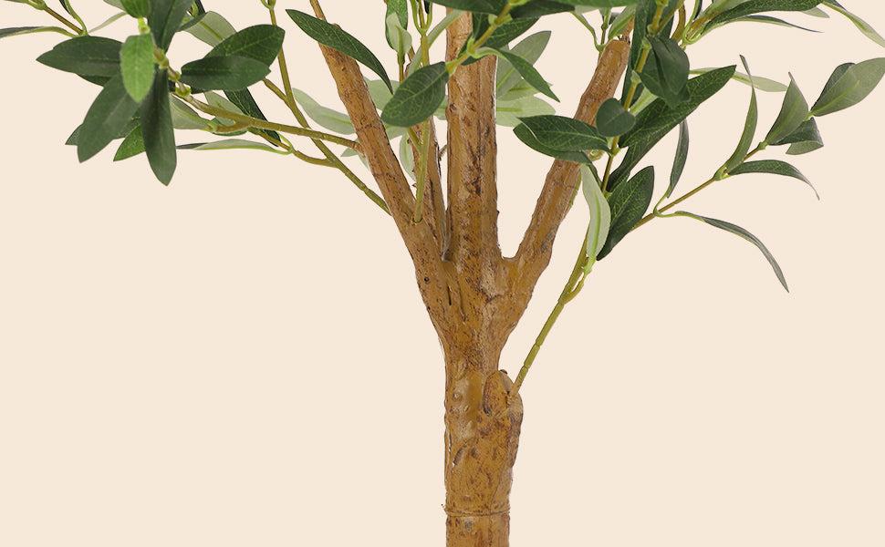 【GARVEE】Artificial Olive Trees in 4.25FT, 5FT, and 6FT Heights with Realistic Fruits, Natural Wood and PE Trunks, Adjustable Branches, Easy Assembly, and Safe Materials for Home and Office Decor