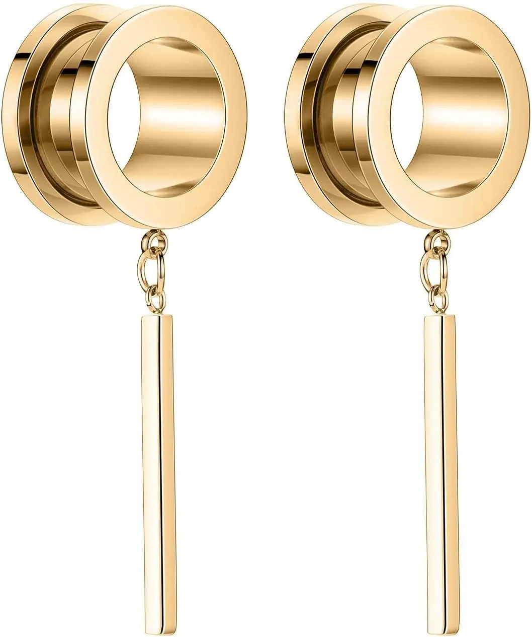 Minimalist Vertical Bar Geometric Dangle Ear Tunnels Surgical Steel Expander Dangle Gauges Stretcher Piercing