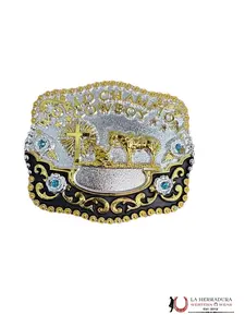 SILVER & GOLD WORLD CHAMPION COWBOY ROUND BUCKLE 22