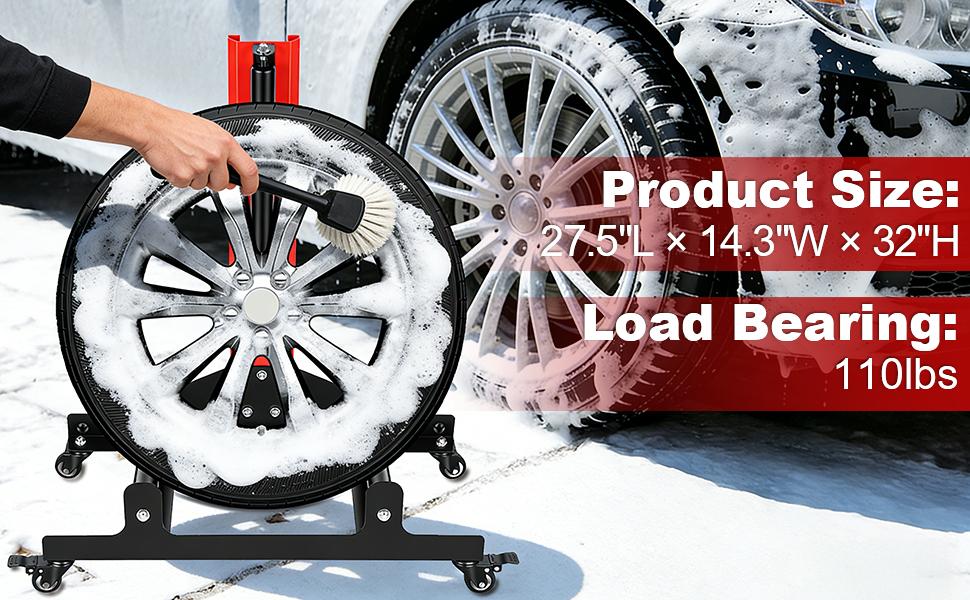 360° Rolling Wheel Detailing Stand, Heavy Duty Wheel Cleaning Stand for Wheel Tire Rim Cleaning Ceramic Coating