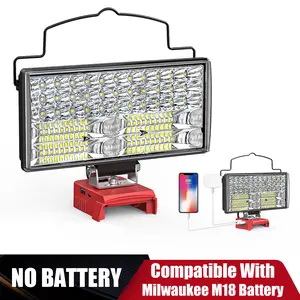 【No Battery】LED Work Light Compatible with Milwaukee 18V Battery, 7'' 100W Cordless Work Lights 10000 Lumens of Brightness Battery Light with Low Voltage Protection & Type-C & USB-A Charger Port