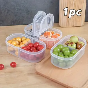1pc Multifunctional Food Storage Container, Double-Layer Spice Organizer, Suitable for Fruits, Spices, Herbs, Airtight, Microwave Safe, Reusable, Easy to Clean, for Kitchen, Outdoor Camping, Office Workers, Student Lunch Box