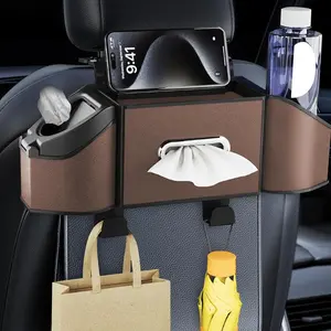 Back Seat Organizer Bag For Car Waterproof PU Leather Car Organizer Storage Bag Multipurpose Seat Organizer Multi-Pocket Car