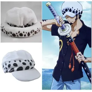 Anime Eternal Memory Trafalgar Law Hat Cosplay Costumes Unisex White Spot Plush Cap Accessories Prop Collection Gift Halloween