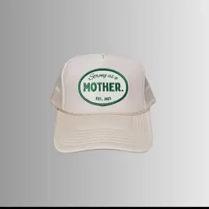 Strong as a Mother Patch Hay - Est 2023 Green Logo on Cream Trucker Hat
