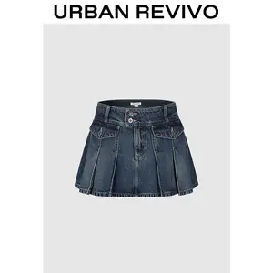 URBAN REVIVO Denim Mini Skirts UYY850207 Casual Outfit 2025 Women Clothing Girl Elegant Fashion Trendy and Versatile OOTD