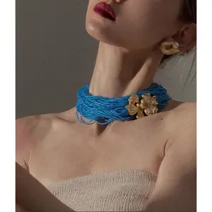 2-in-1 Blue Beaded Tassel Choker & Waist Belt, Vintage Luxury Accessory!