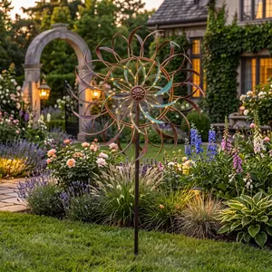 Metal Wind Spinner Outdoor Large 70 Inch Kinetic Yard Spinners Dual Direction Flower Windmill Premium Yard Art Decor for Patio Lawn Garden Dynamic Weatherproof Wind Catchers Ornaments Elegant Housewarming Mother's Day Gift Summer Backyard Vibe Magic
