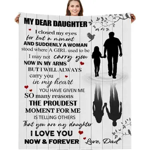 Daughter Gifts from Dad, to My Daughter Blanket from Dad, Daughters Birthday Gifts, Graduation Christmas Valentines Day Gift for Daughters Throw Blanket 60"x50"