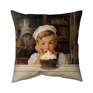 Begin Home Decor 5543-1616-GA154 16 x 16 in. The Best Cupcake Food Bedroom White Pillow - Home Decor Essential