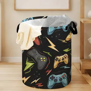 Game Console Print Toy and Dirty Clothes Storage Basket, Multi-Purpose Stripe Organizing Box, Ideal for Home and Kids, Clothes Baskets