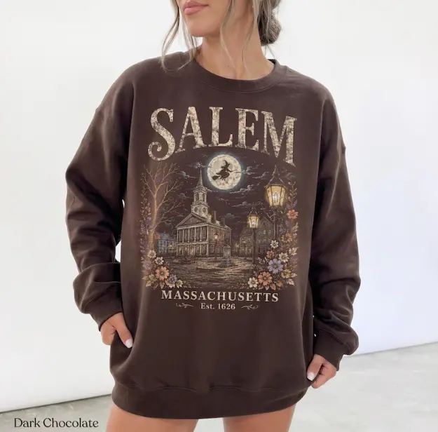 Salem Massachusetts Sweatshirt or T-Shirt, Witch Halloween Sweatshirt Halloween Sweatshirt unisex