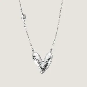 D-POW Reversible 925Heart Pendant Necklace for Women - S925 Sterling Silver, Rhodium Plated Hypoallergenic, Eternal Shine Bold Jewelry, Romantic Valentine Gift for Her (57cm / 22.4")