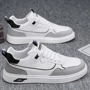 Men'sSkateboardingShoesCasualLace-upSneakers-SolidColorLowTopPUTrainers,All-SeasonRoundToeFootwearwithFabricInner,PVCSole,ClothInsoleforEverydayWear