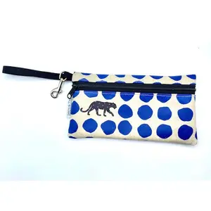 Large Wristlet in Blue Spotted Leopard