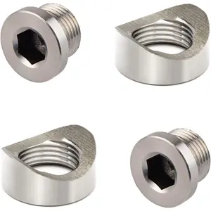 O2 Sensor Bung, Stainless Oxygen Sensor Mounting Bungs and Plugs, M18 X 1.5 Notched Style Oxygen Sensor Fitting Bungs, Suitable for 1.5-2 inch Pipe- 2 Bungs/2 Plugs