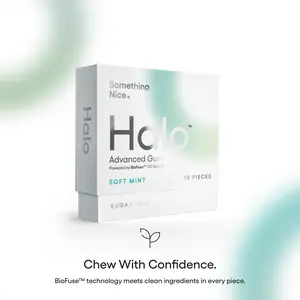 Halo Advanced Gum by Something Nice – nHAp + BioFuse Oil Matrix + Xylitol – Natural Chicle Base, Cavity-Preventing, Remineralizing Chewing Gum, Mint Flavor