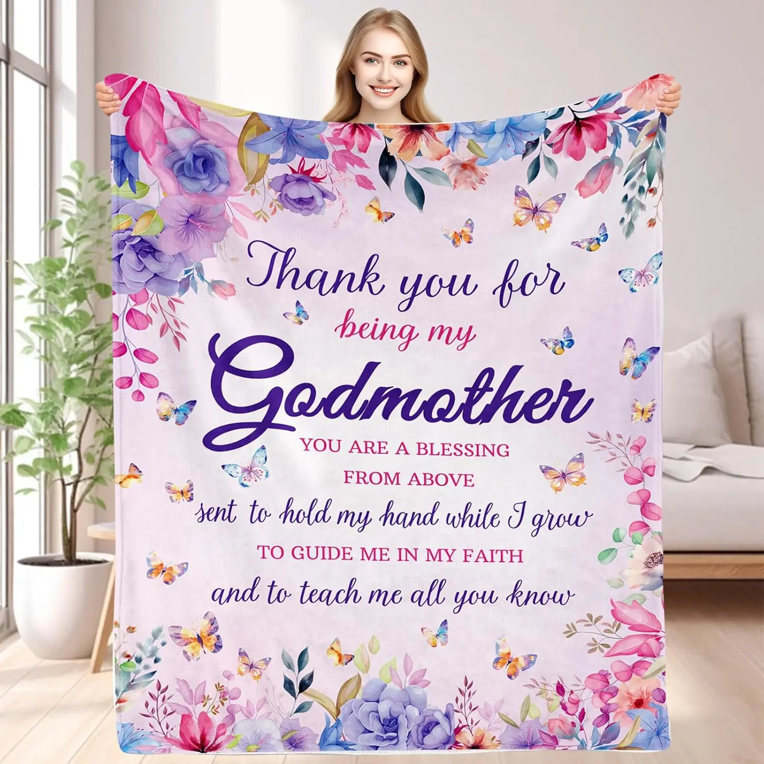 Godmother Gift Blanket, Godmother Gifts from Godchild, Baptism Gifts for Godmother, Christmas Gifts, Thanksgiving, Birthday