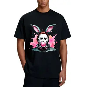 100% pure cotton Graphic Design Men's T-Shirt Halloween Horror Bunny Michael Myers Pop Art Summer Casual Wear Gift For Horror Fans