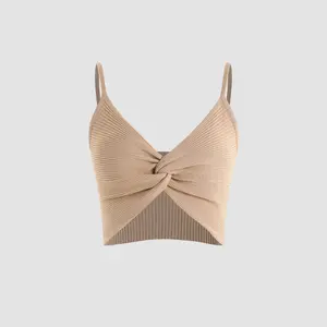 Cider [3 colors, size 2-10] Solid Rib Crop Criss Top