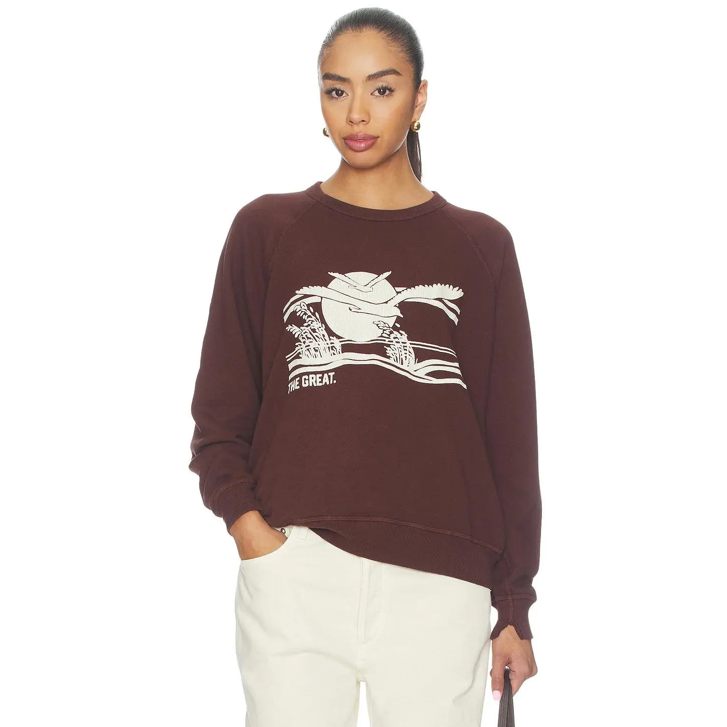 The Great The College Sweatshirt With Everglade Graphic in Toasted Walnut