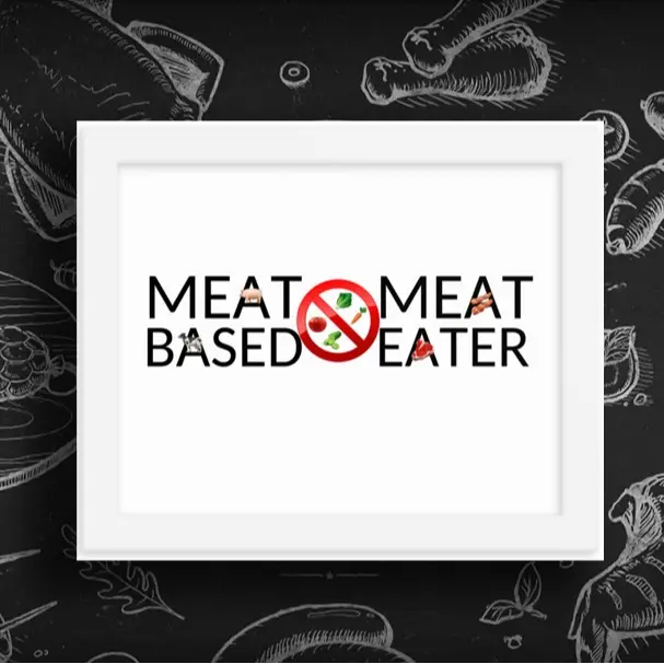 MEAT EATER Framed Photo Paper Poster by MojiOG - Perfect Gift for Home Bars, Restaurants, Mancaves, Backyards, Patios, BBQ Barbecue Grill, Butcher Shops, Food Trucks etc. Christmas Present for Dad, Grampa, Brother, Fun Uncle, Step Father - Carnivore Sign