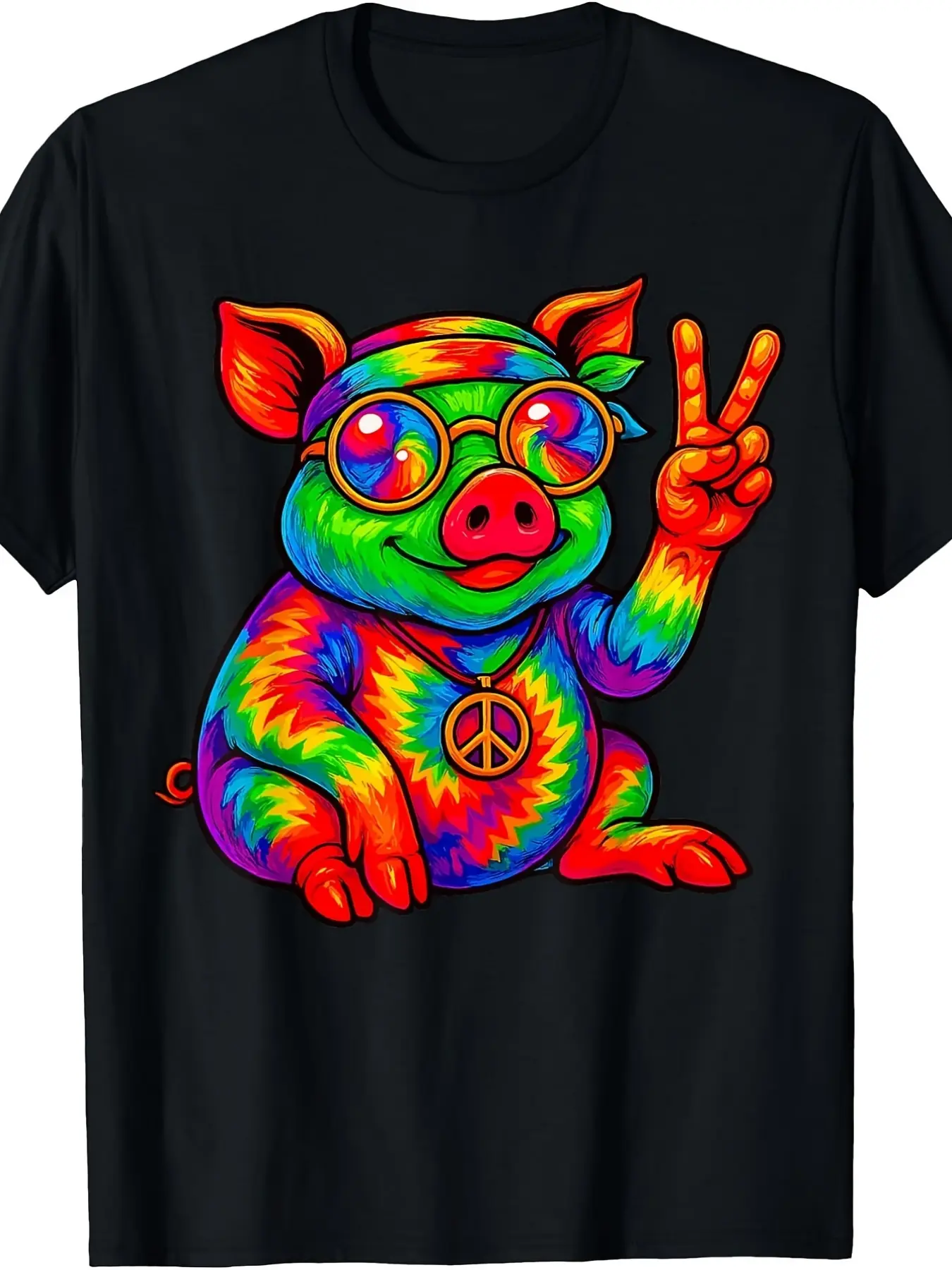 Tshirt Featuring a Hippo with a Peace Sign in a Ti unisex soft cotton short sleeve t shirt, vintage graphic casual tee for men women teens, perfect birthday holiday gift for camping travel gym daily street casual wear
