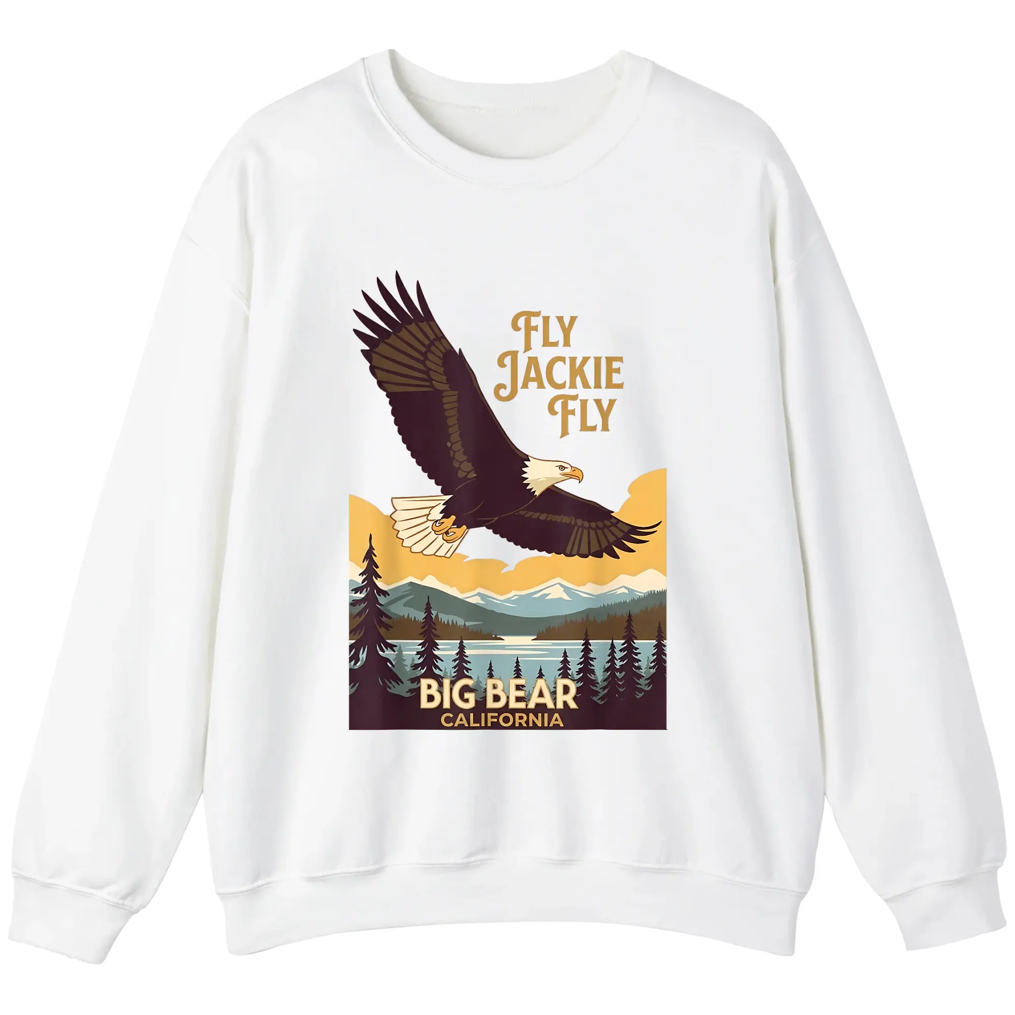 Fly Jackie Fly Sweatshirt, Big Bear California Bald Eagle Crewneck, Jackie Eagle Graphic Sweatshirt, Wildlife Bird Lover Shirt, Mountain Nature Gift