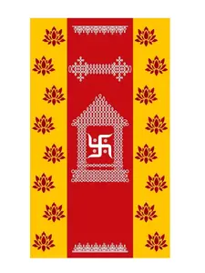 8x5 Feet Fabric Reusable Swastik Symbol Backdrop Banner Decorations for Wedding, Housewarming , any Auspicious Occaions or Pooja (AS1289)