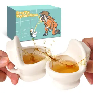 Toilet Mug,Gag,Funny,Humour,White Elephant,Adult,Anniversary,Holiday,Halloween,Christmas,Thanksgiving,Holiday,BirthdayGift,Unique Idea,for Men,Women,Dad,Him,Novelty,Porta Potty Shot Glasses,Suitable for whisky,wine,beverages,Parties,Office Colleague Swaps