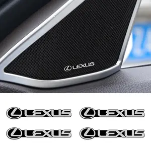 4pcs 3D Car Audio Stereo Speaker Badge Sticker Decal, Car Interior Decorative Accessories for Lexus Gx460, Ct200h, Is250, Es 220D, Is200, Fsport, Gs, Gx, Is, Ls, Lx, Nx, Rx, Ux, Ct