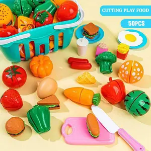 50 pieces Fruit and vegetable cutting toy set for kids, toys for children Girls Boys Best for 3, 4, 5 Year Olds