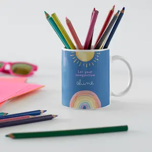 Let Your Imagination Shine Colorful Rainbow Ceramic Mug for Kids