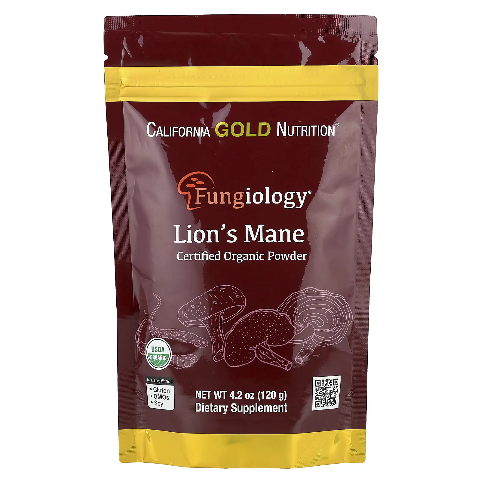 California Gold Nutrition Fungiology®, Certified Organic Lion's Mane Powder, 4.2 oz (120 g)
