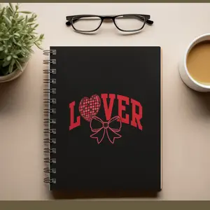 Romantic Lover Spiral Journal - 118 Ruled Pages, 59 Sheets, Black with Red Lover Design, Front Cover Print, 6" x 8" Size, Durable Material, Creative Journal, Day Journal